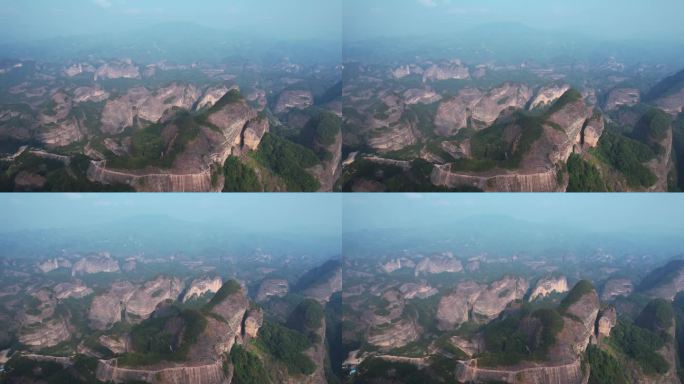 航拍湖南旅游5A级崀山景区丹霞地貌