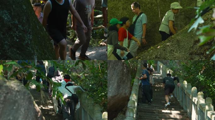 重阳节登高，游客登山，老人登山，登山脚步