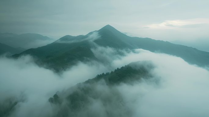 中国山水云雾水墨山水4K航拍