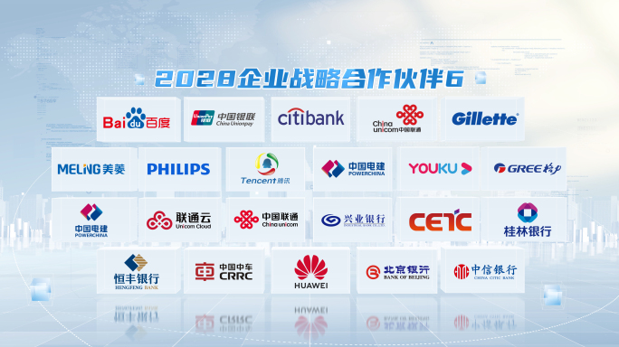 干净明亮立体企业战略合作伙伴logo展示