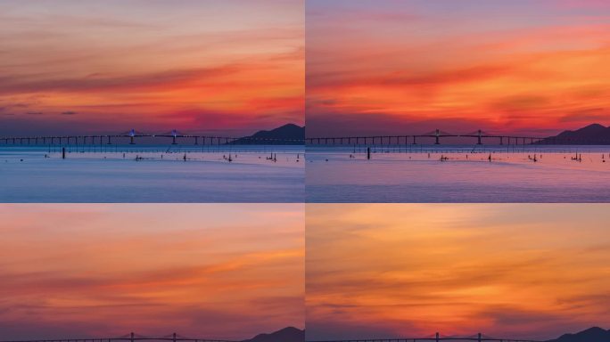 海上日出唯美风光宁静海面金色太阳升起延时