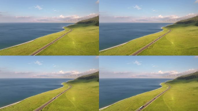 新疆博尔塔拉赛里木湖公路自驾自然风光航拍