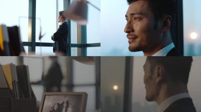 成功人士眺望远处 思考