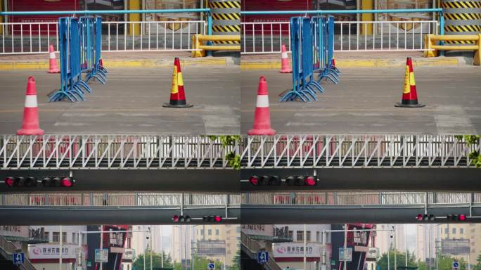 街景 路障 红绿灯