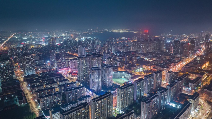 城市夜景航拍延时