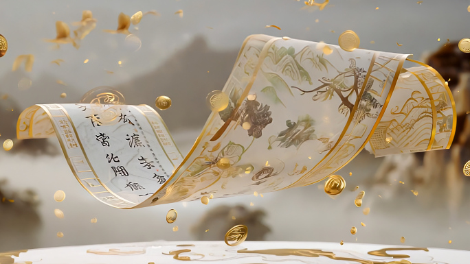 中国风东方美学古典诗词诗意山水玉雕画卷