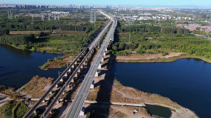 廊坊三河燕郊京郊高速立交桥潮白河铁路燕达