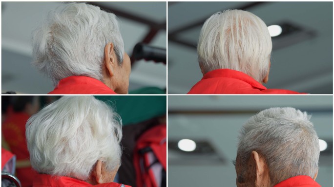 银发老人白发老人白头发特写合集
