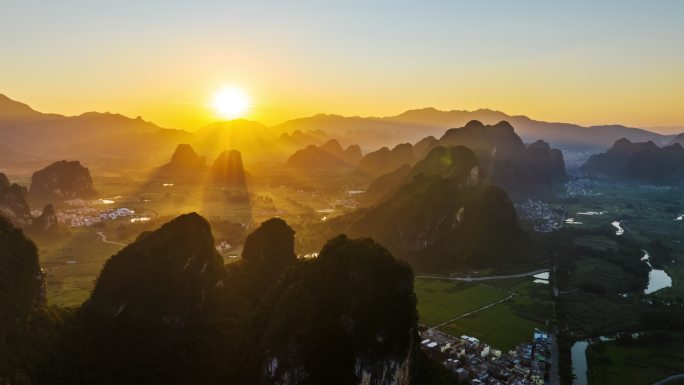 清远英西峰林 喀斯特地貌 日出