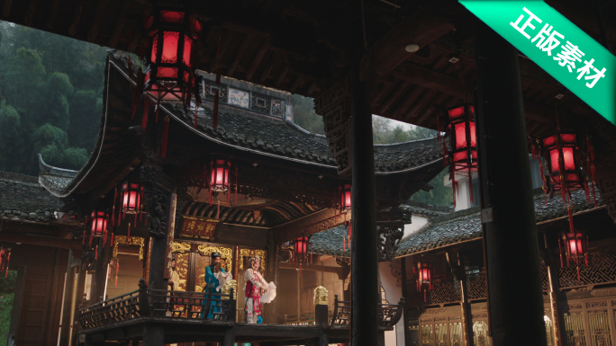 中国戏曲非遗传承 老戏台表演金华婺剧素材