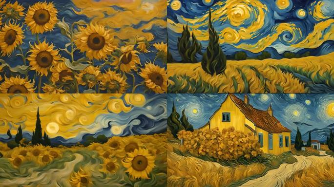 梵高油画 星空 向日葵