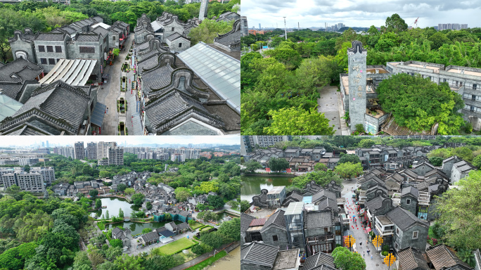 广州番禺岭南印象园航拍4K