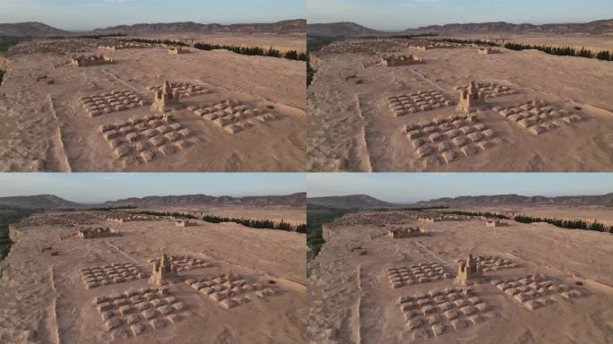 新疆吐鲁番市高昌区交河故城遗址航拍塔林