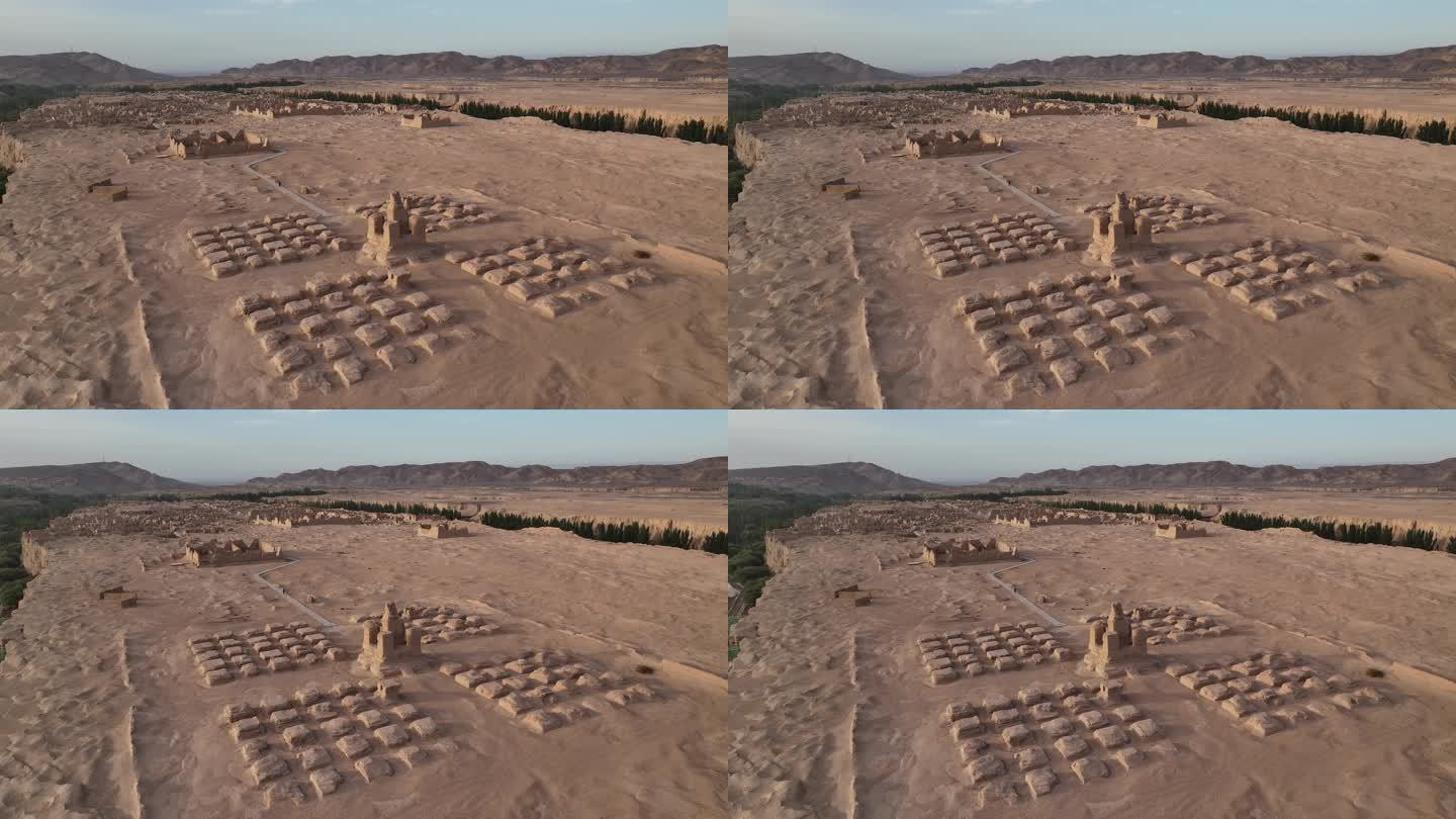 新疆吐鲁番市高昌区交河故城遗址航拍塔林