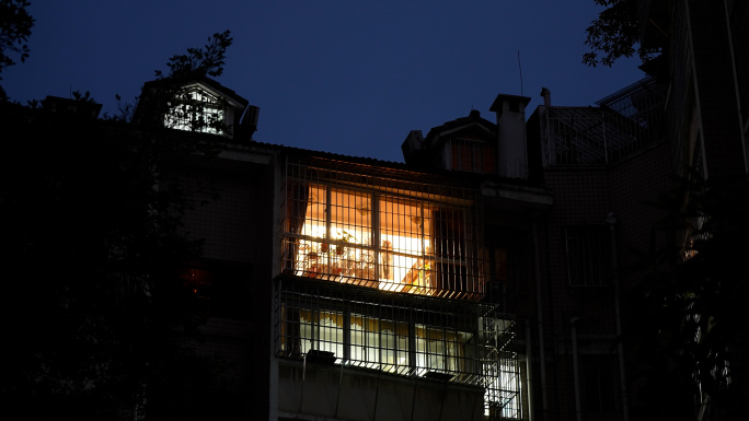 小区夜晚 小区灯火 居民楼灯火 万家灯火