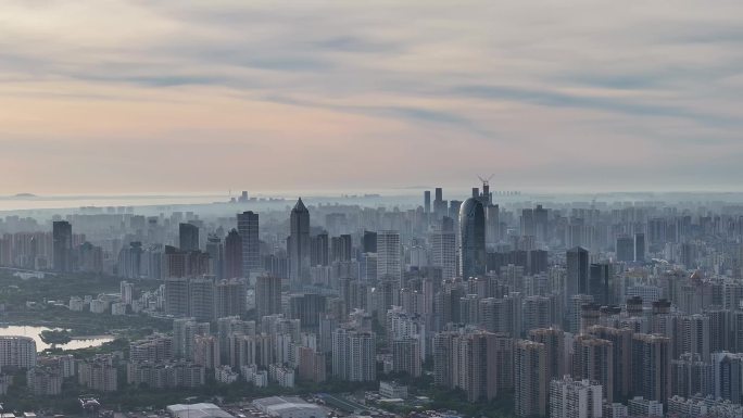 海口日出城市大景