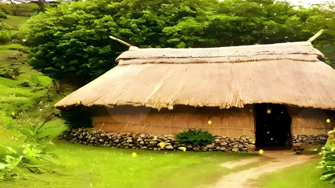 茅草屋8k舞台背景