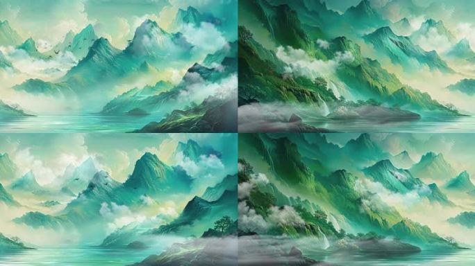 8K意境水墨山舞台背景大屏