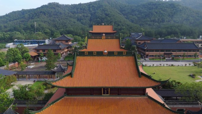义乌佛堂双林寺航拍素材