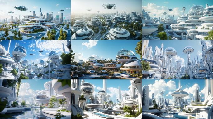 未来科幻科技虚拟城市飞行器01