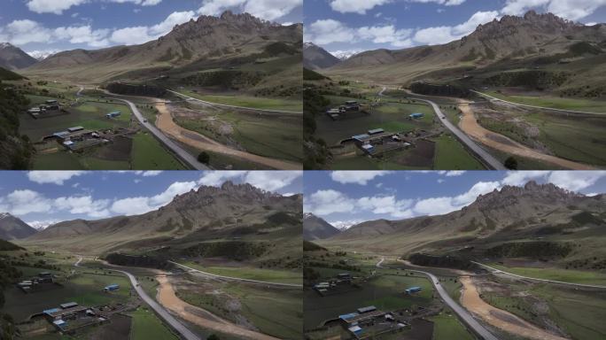 西藏G317川藏北线公路巴青县航拍景观