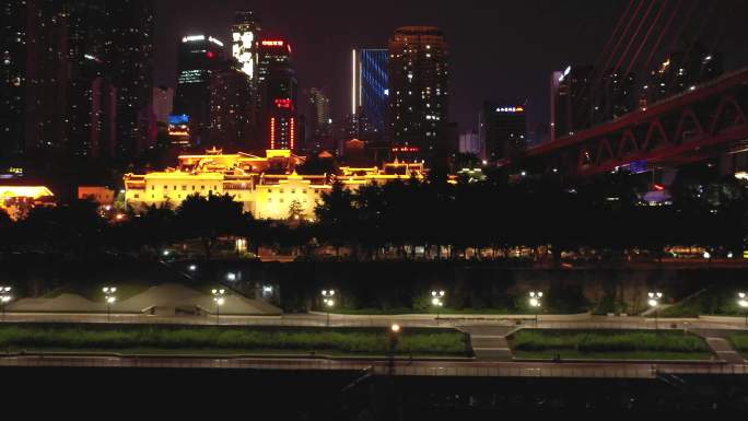 重庆湖广会馆夜景航拍