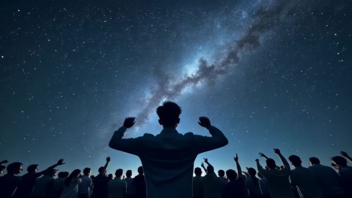 人眺望星空励志成功男人商务发展