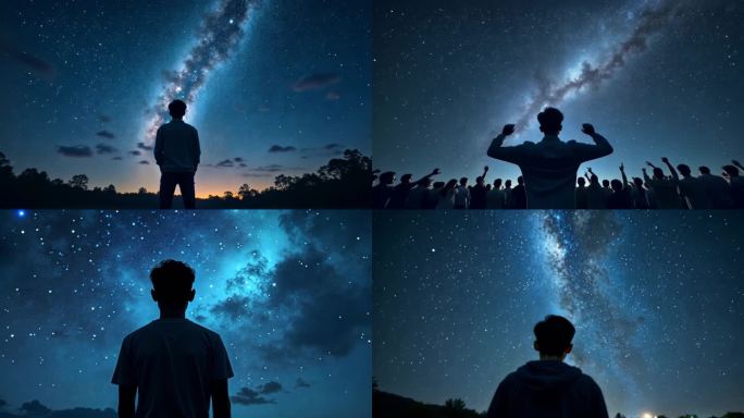 人眺望星空励志成功男人商务发展
