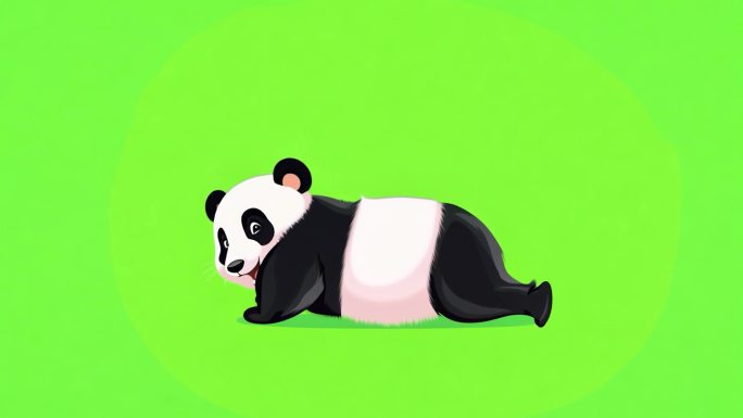 熊猫翻滚卡通绿色屏幕