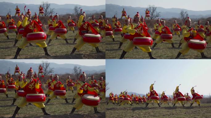 农村 打鼓 敲鼓 鼓队