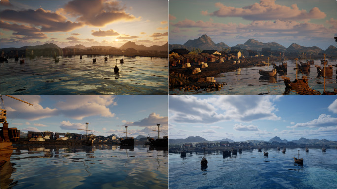 古代码头运河货运港口V5