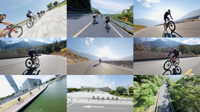 穿越机拍摄公路车骑行