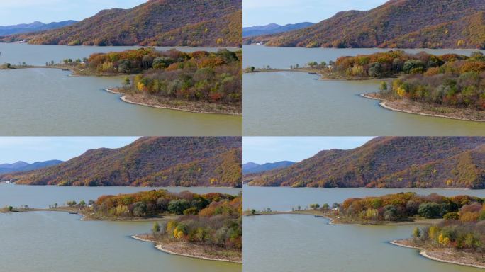 吉林市松花湖秋季自然风光卧龙潭航拍