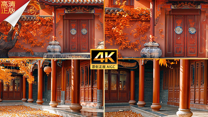 古典庭院 深秋红叶 宫殿府邸 皇城紫禁城