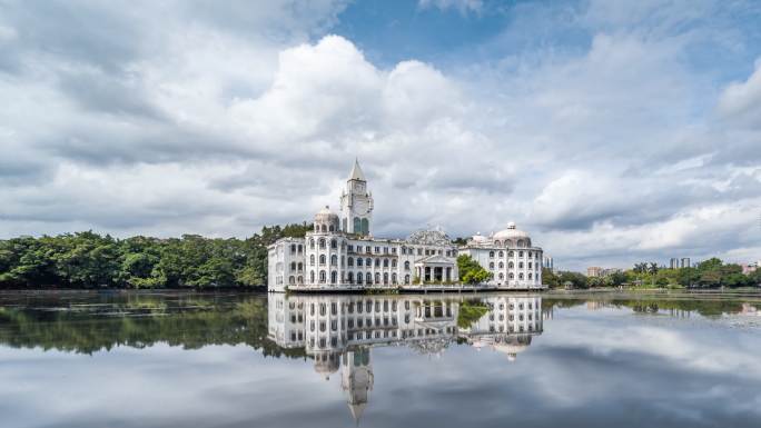 广州流花湖白宫蓝天白云