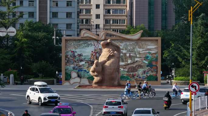 甘肃省兰州市区城市中心道路景观