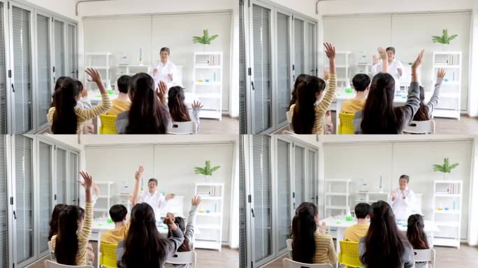 高级科学教师通过实验引导不同群体的学生，鼓励课堂上的合作学习经验，老年教师在私立学校聘请退休人员