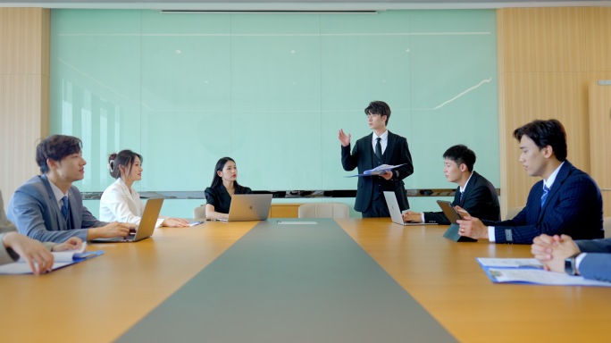 商务会议洽谈公司会议开会鼓掌握手