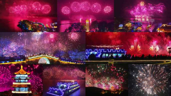 【4K精选】无锡鼋头渚烟花盛会航拍