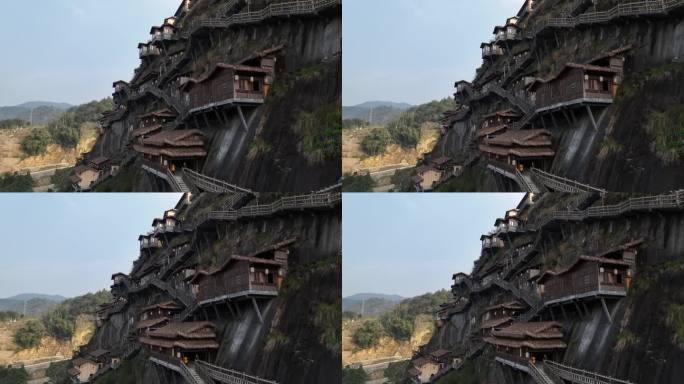 江西上饶望仙谷航拍山谷建筑景观