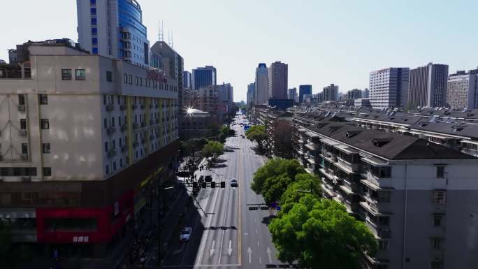 杭州西湖区文三路航拍