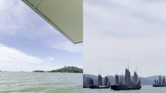 4K 竖屏 行驶的帆船 太湖 鼋头渚