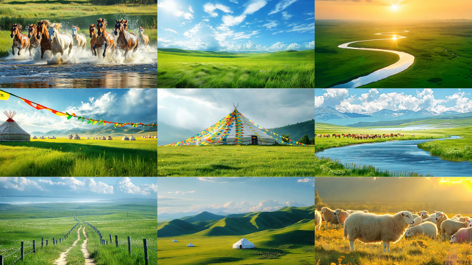 草原草原日出草原美景草原航拍草原风光自然