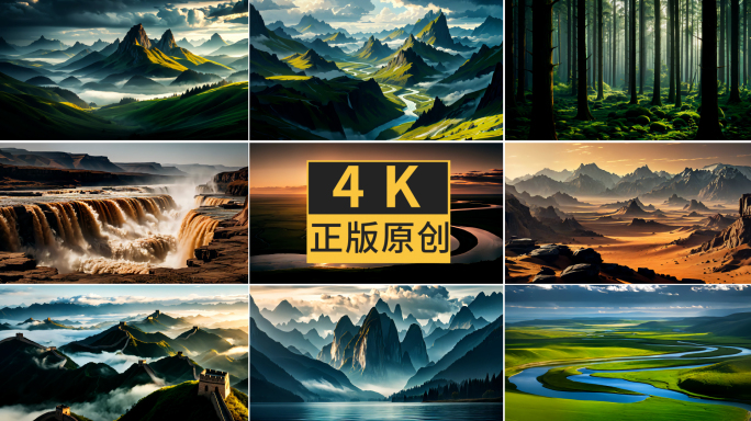 自然风光青山绿水长城草原云雾延时4K素材