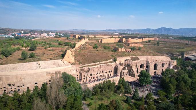 山西大同云冈石窟人流量 世界文化遗产