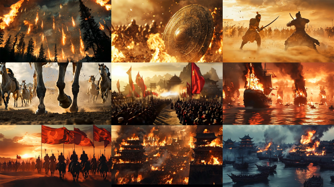 中国古代战场战争战火千军万马攻城战船对决