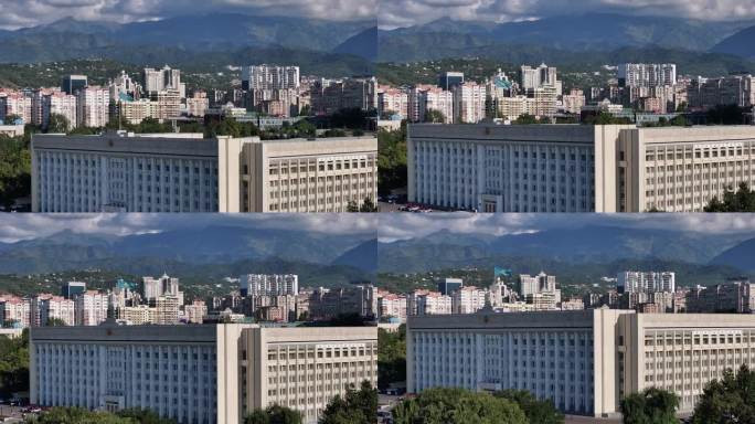 从哈萨克斯坦阿拉木图市市长办公室的四轴飞行器上看到的景象