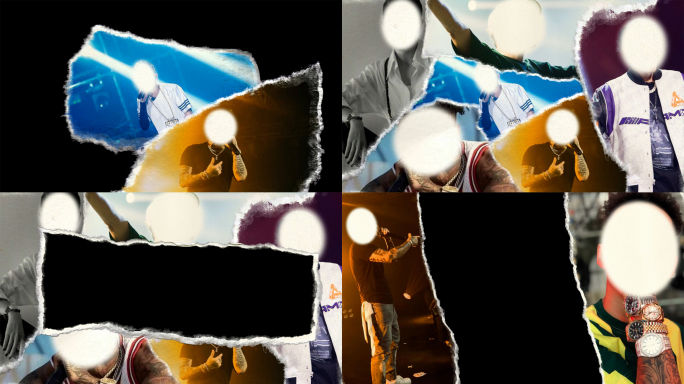 七款撕纸风拼贴图片转场