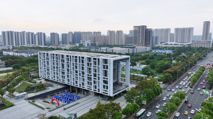 江宁美术馆与百家湖清晨航拍
