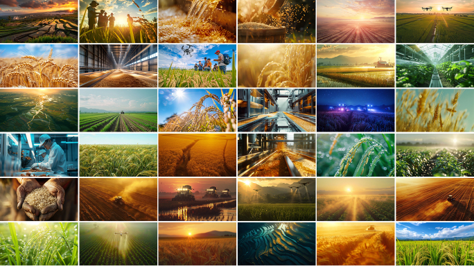 农业水稻粮食丰收小麦大米稻田乡村振兴农村